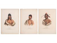 [McKENNEY & HALL]. A group of 3 large folio hand-colored lithographs of Fox & Sac and Menominee. 1836-1838.
