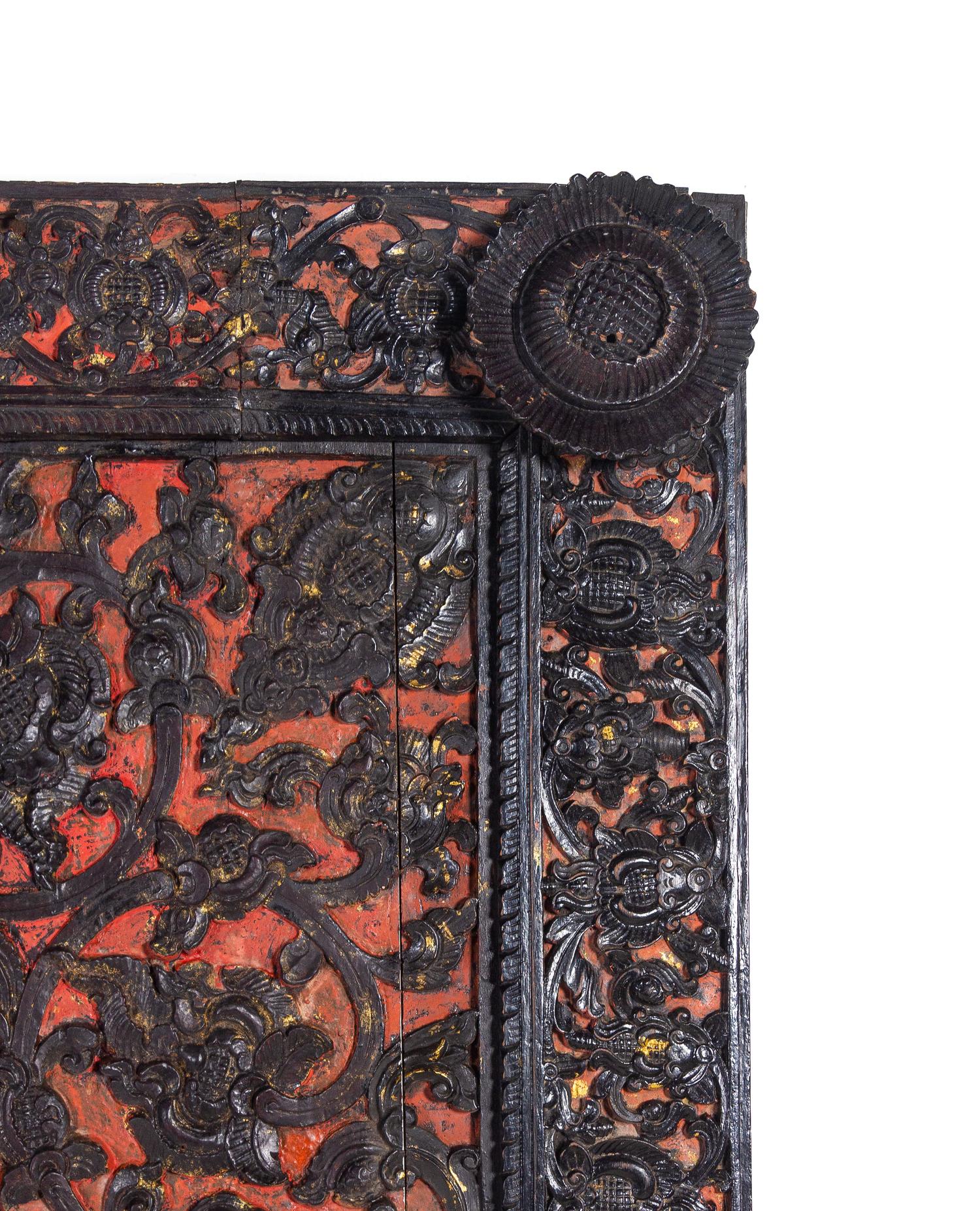 A Pair of Thai Carved Wood Ceiling Tiles