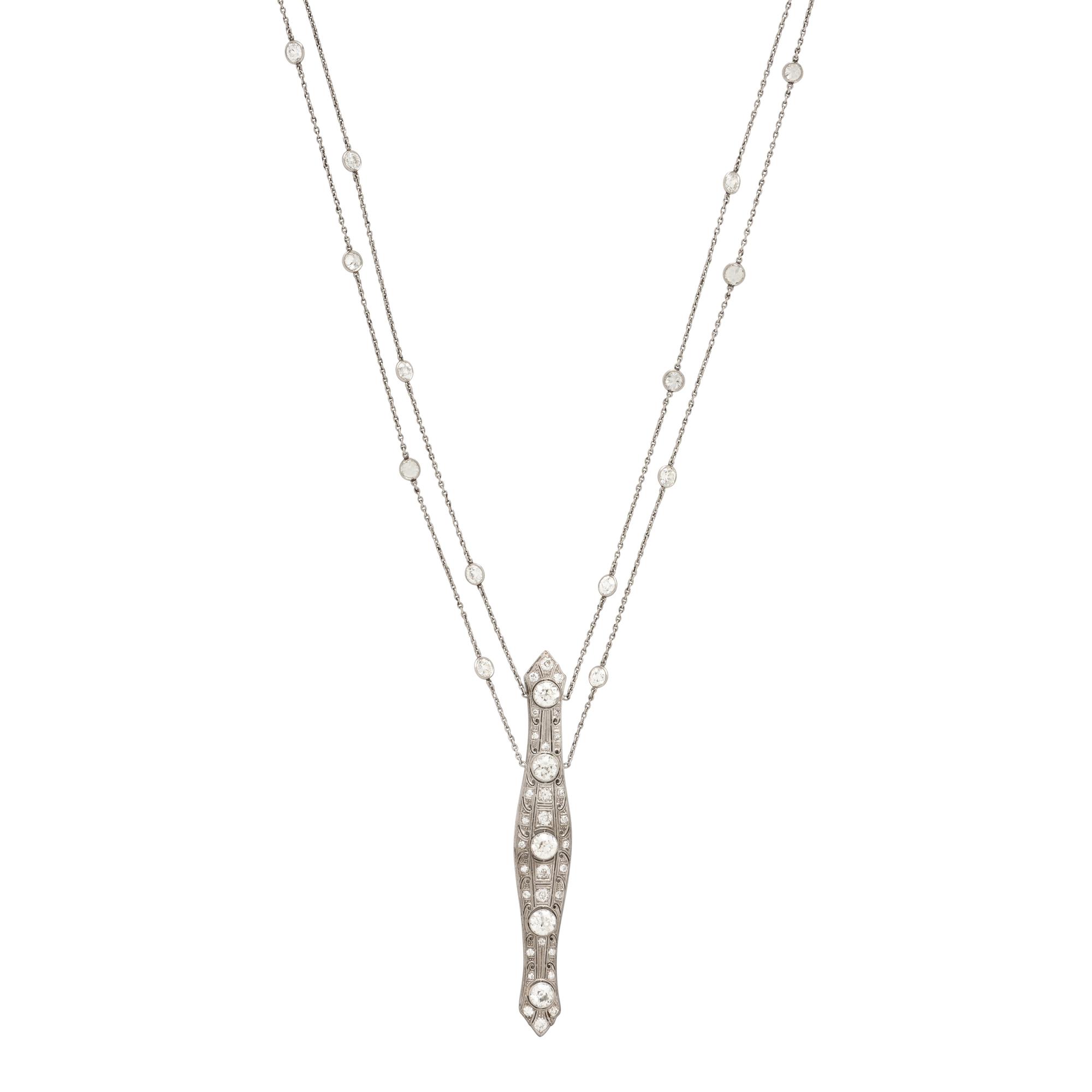 Diamond, Platinum, and White Gold Necklace