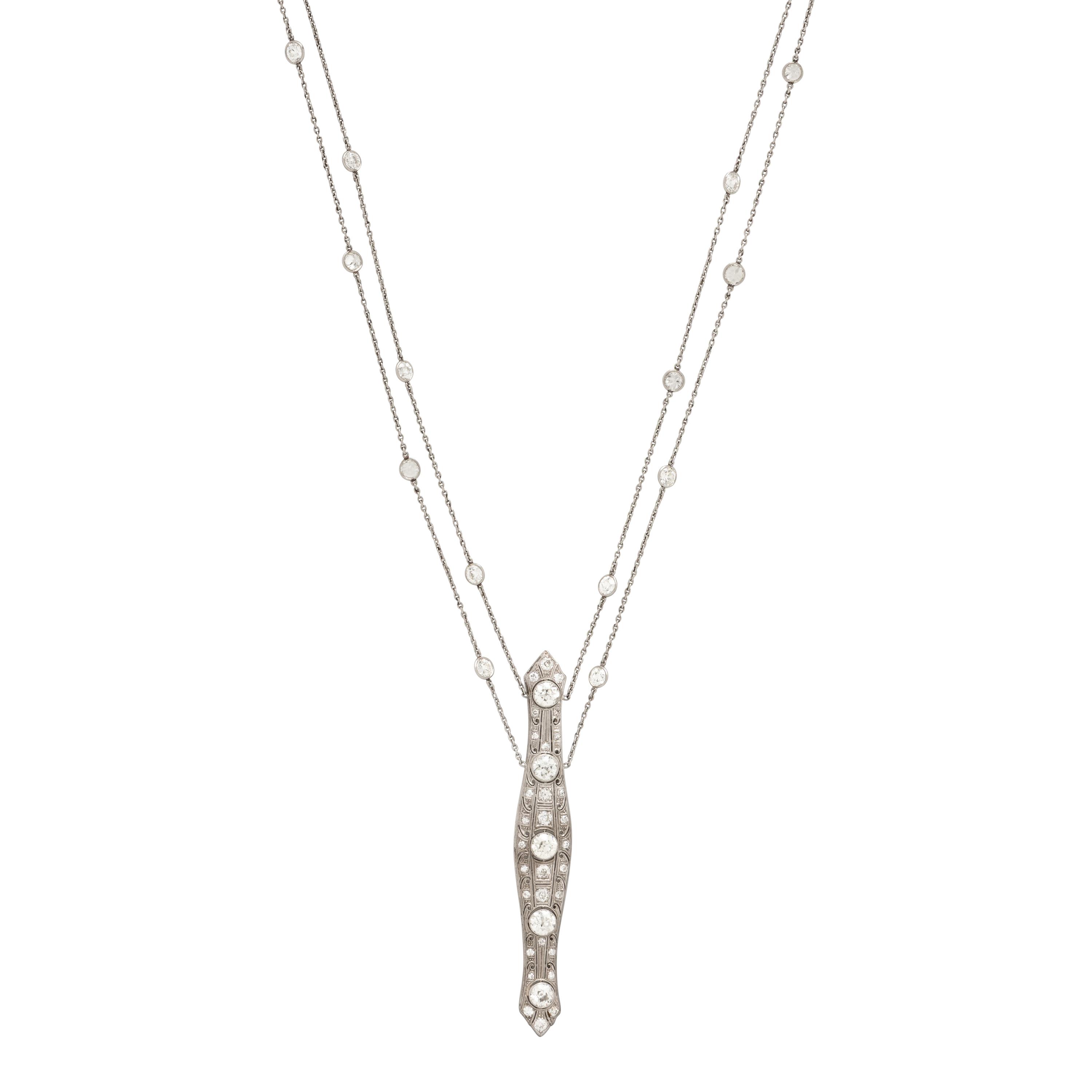 Diamond, Platinum, and White Gold Necklace