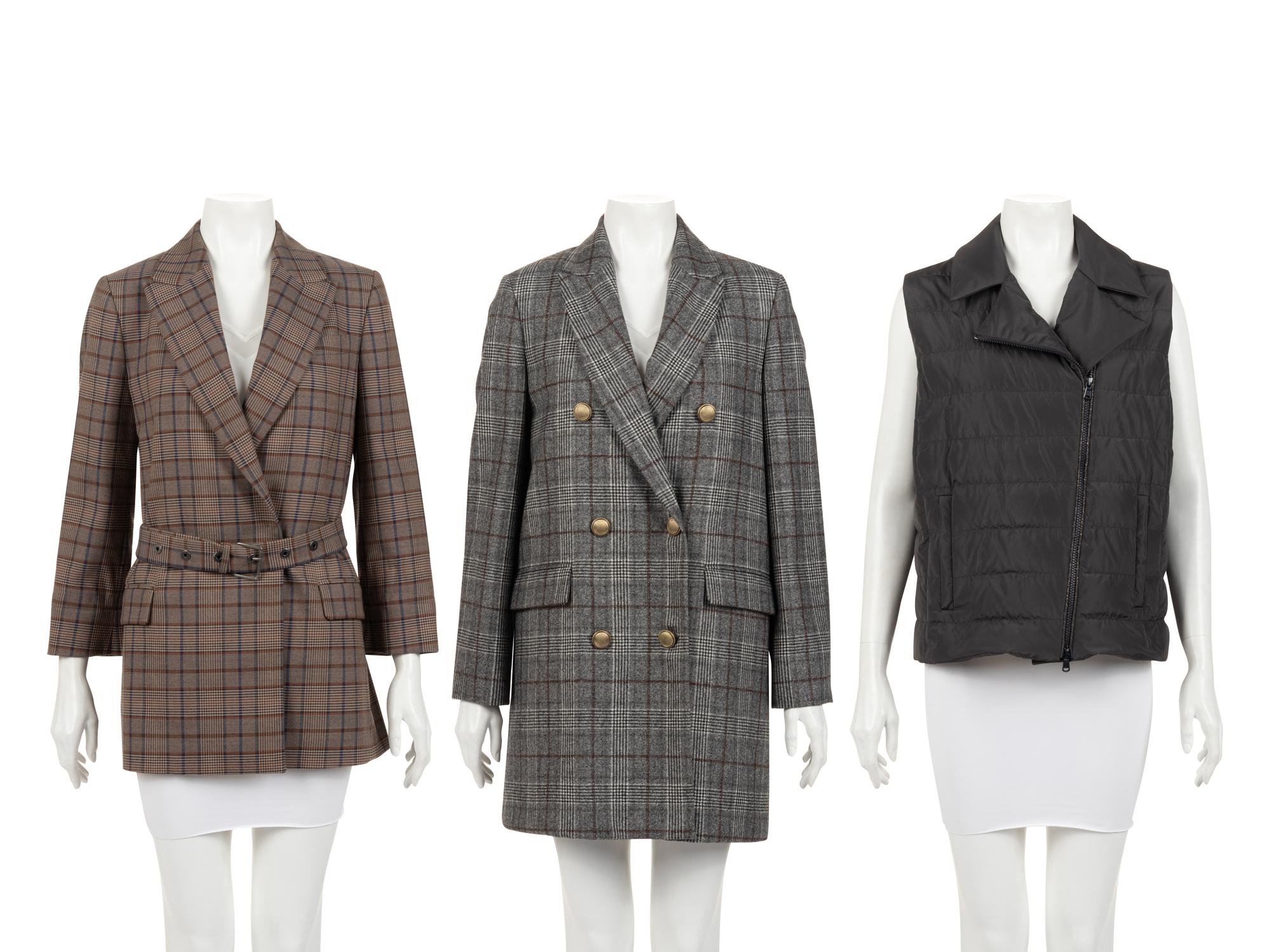 Three Brunello Cucinelli Pieces: One Puff Vest and Two Jackets