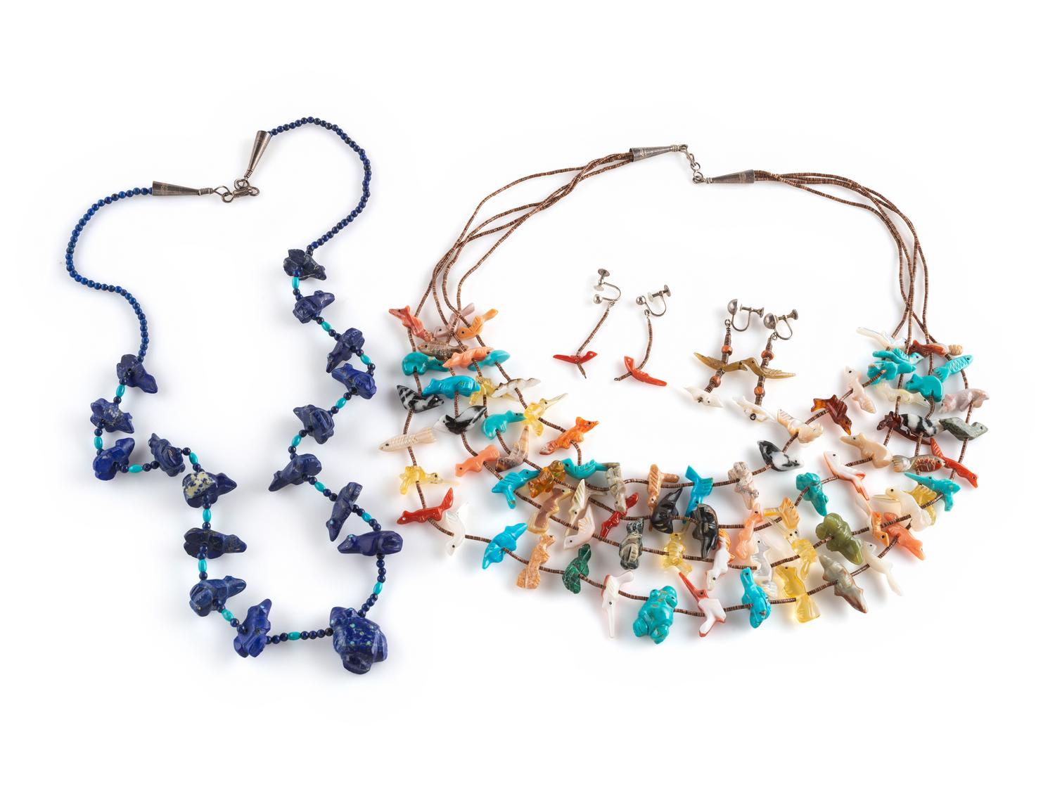 Pair of Zuni Fetish Neckalces and Earrings