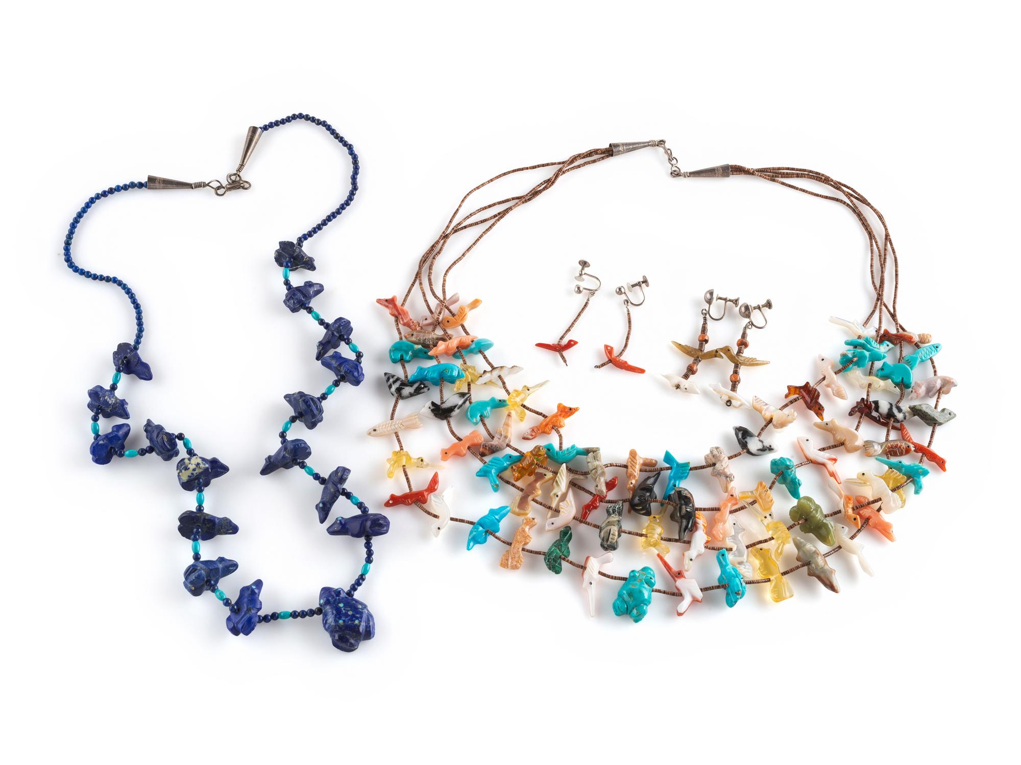 Pair of Zuni Fetish Neckalces and Earrings