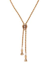 YELLOW GOLD, OPAL AND GARNET SLIDE NECKLACE