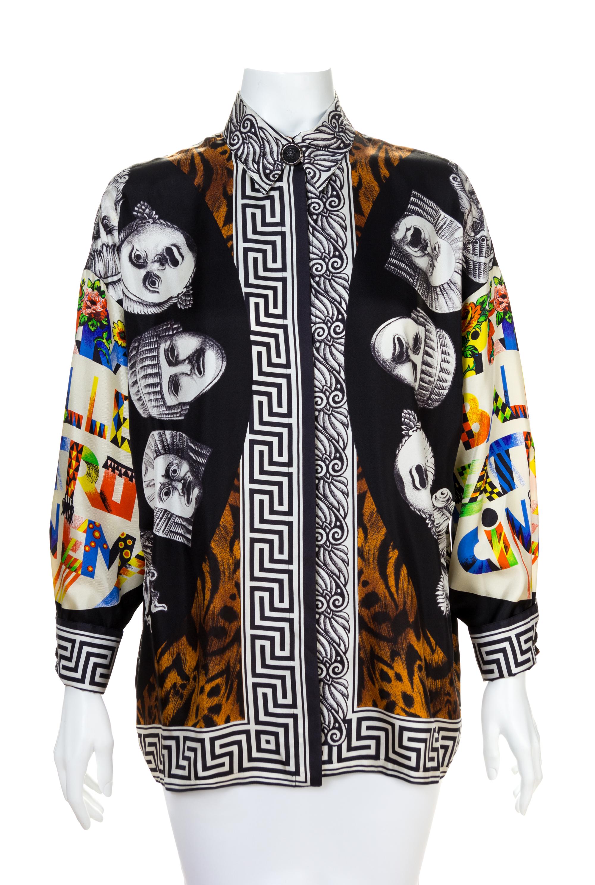 A Gianni Versace Silk Print Shirt, Size 44.