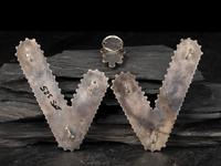 Navajo or Zuni Silver and Turquoise Cluster Ring and Collar Points