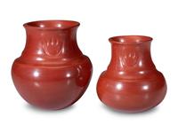 Pair of Redware Pottery Jars, with Bear Paws