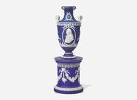 A Wedgwood Blue Dip Jasperware Vase Commemorating Lord Nelson, UK, circa 1905