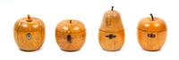 Four Regency Fruitwood Fruit-Form Tea Caddies Height of pear-form example 6 1/2 inches. — 19TH CENTURY
