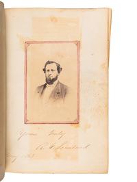 [LINCOLN, Abraham (1809-1865), and others--AUTOGRAPH ALBUM]. An autograph album, c.1860’s, assembling more than 140 signatures and inscriptions by various statesmen, military officers and other prominent figures of the Civil War Era, including three present, past or future Presidents.