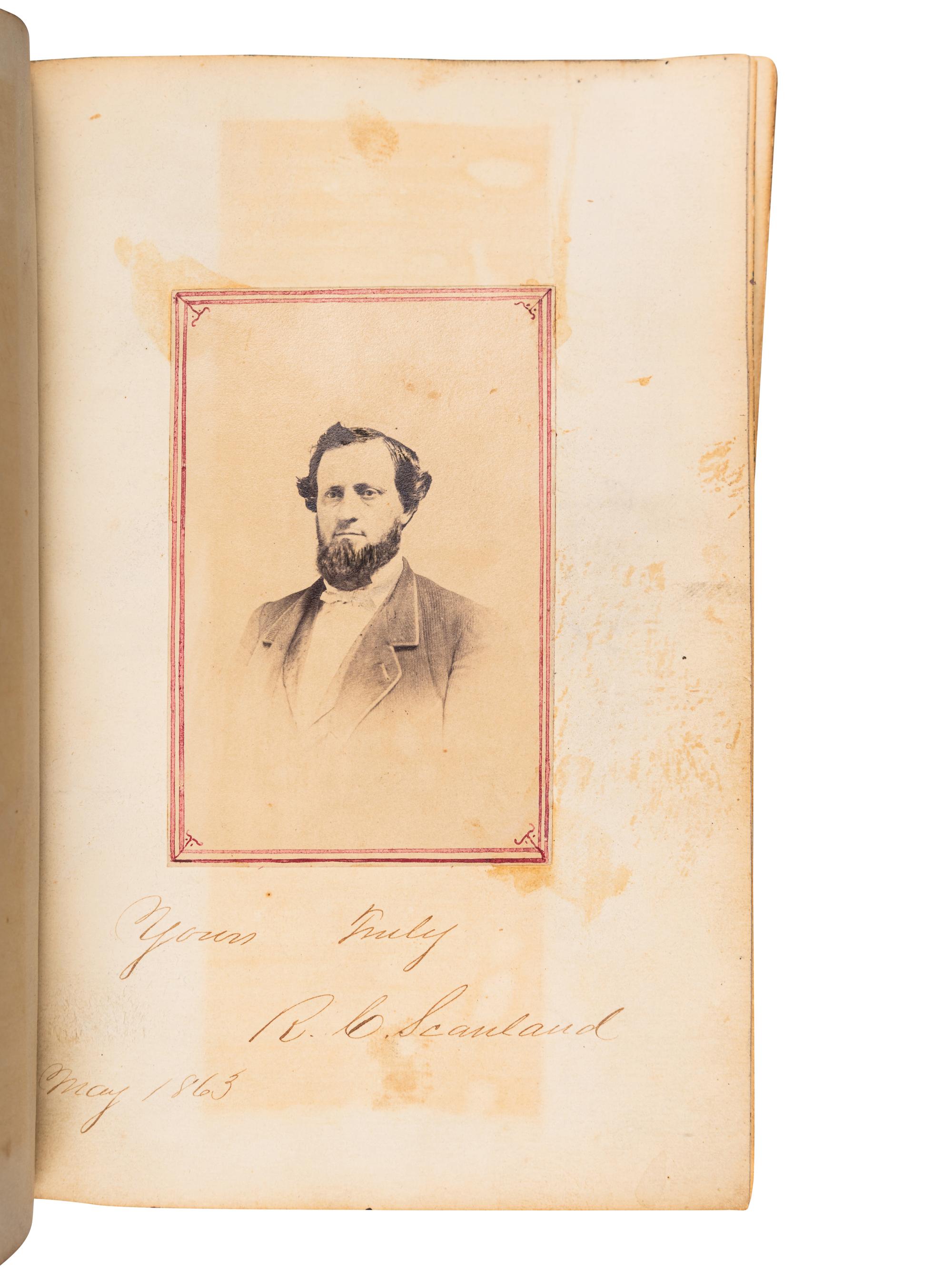 [LINCOLN, Abraham (1809-1865), and others--AUTOGRAPH ALBUM]. An autograph album, c.1860’s, assembling more than 140 signatures and inscriptions by various statesmen, military officers and other prominent figures of the Civil War Era, including three present, past or future Presidents.