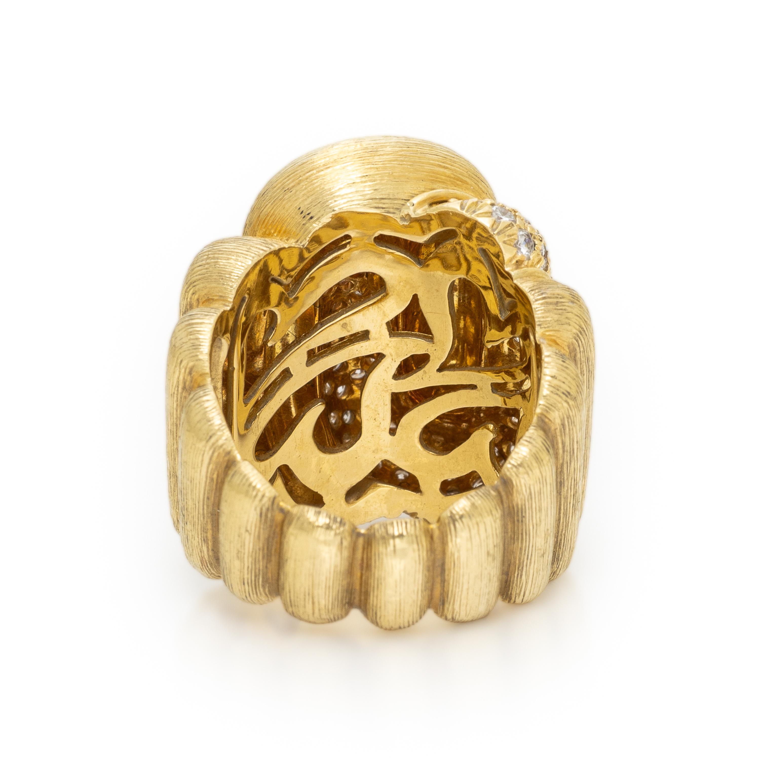 HENRY DUNAY, DIAMOND AND YELLOW GOLD RING