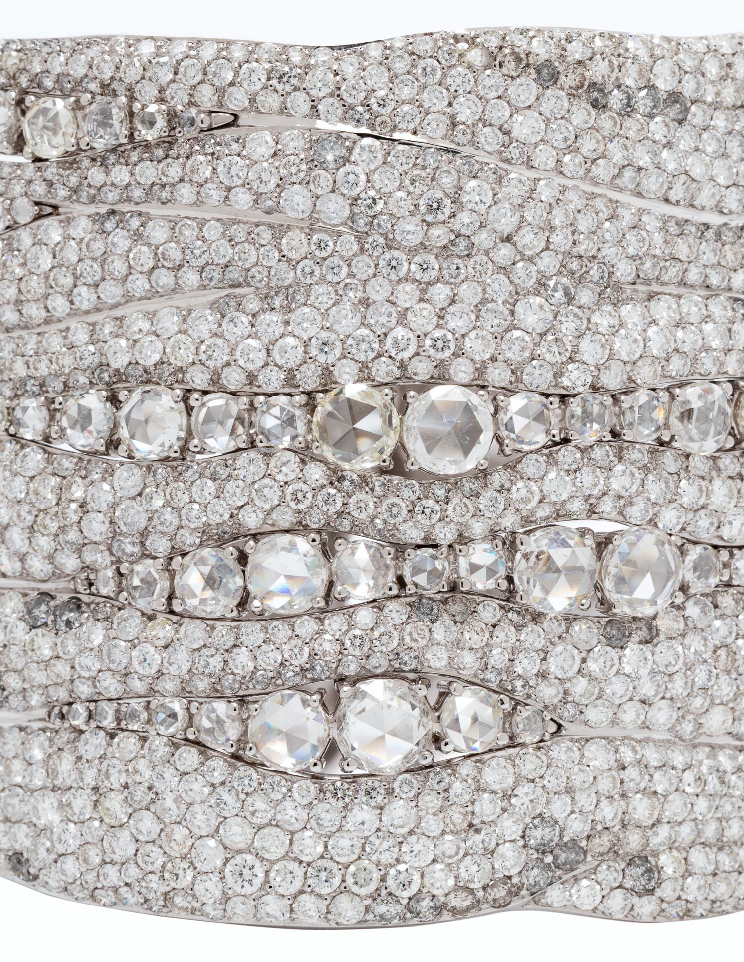 An 18 Karat White Gold and Diamond Cuff Bracelet, Etho Maria, 58.40 dwts.