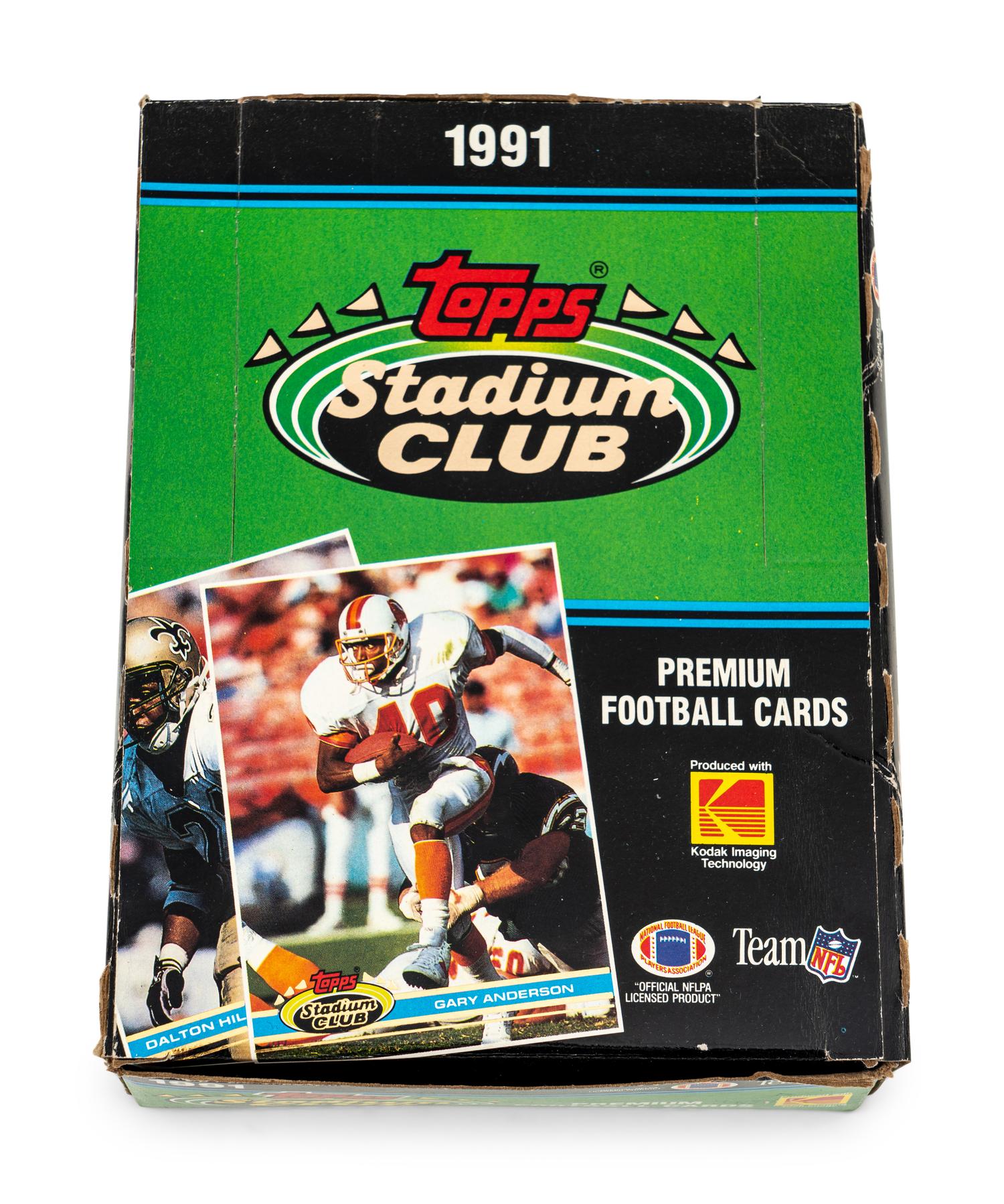 A Group of Five Unopened Boxes of 1991 Topps Stadium Club Football Cards (Possible Brett Favre Rookie)