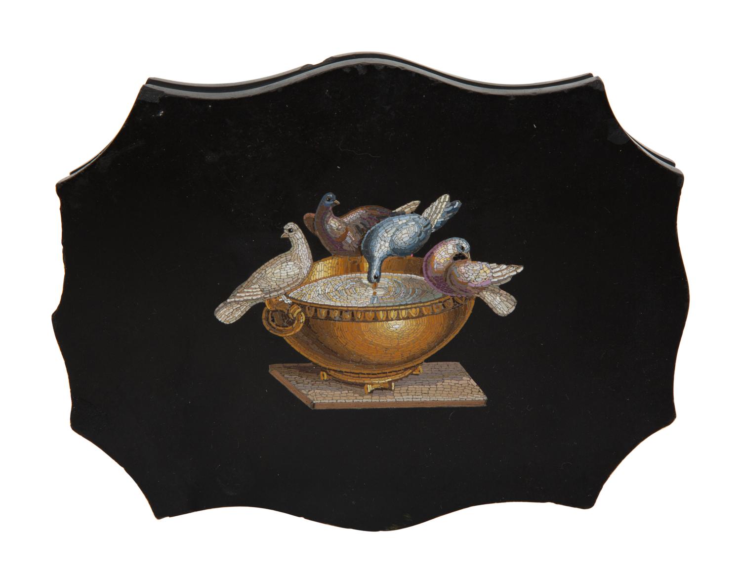 An Italian Grand Tour Micromosaic Plaque of Doves of Pliny