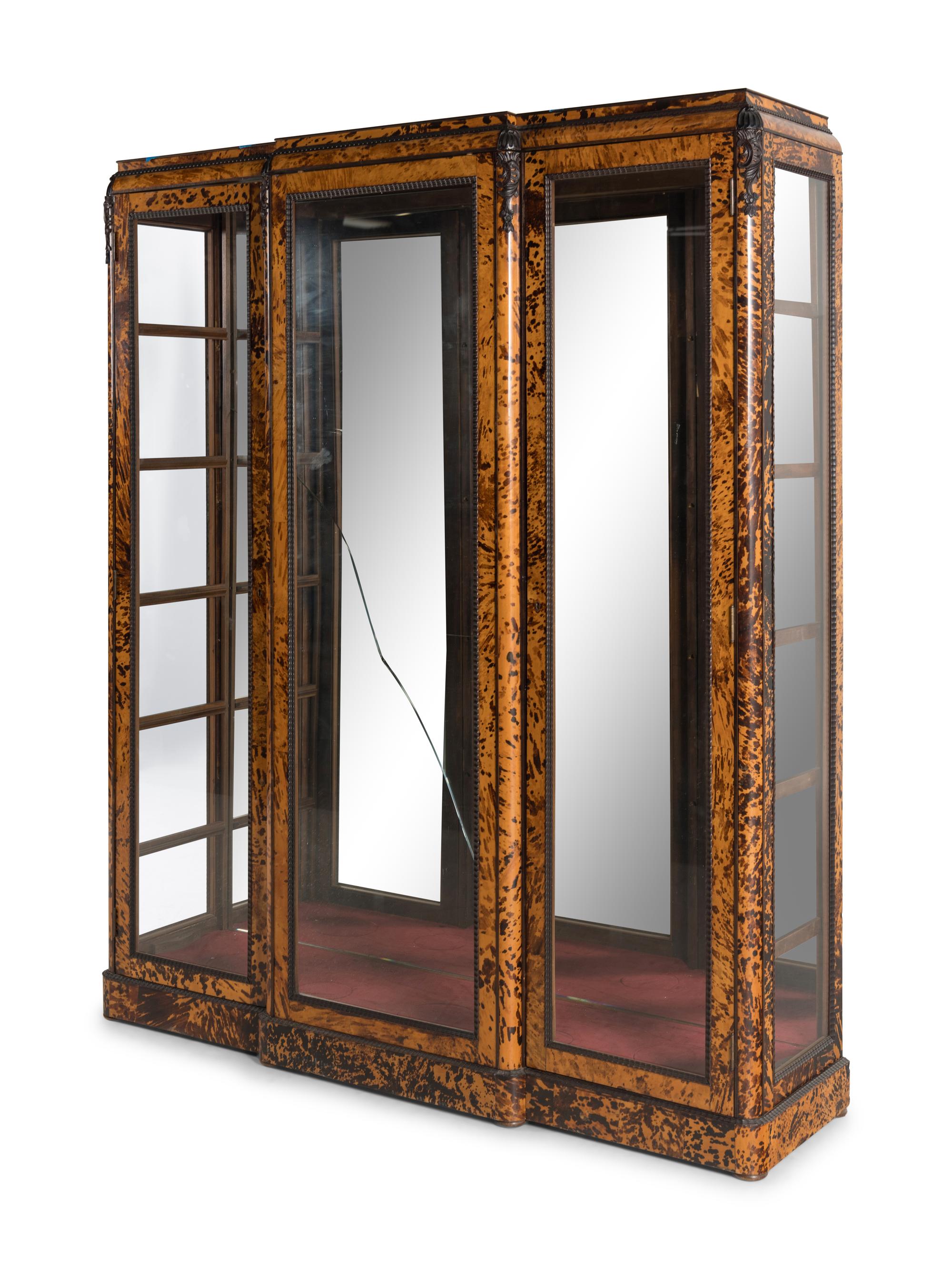 A French Faux Tortoiseshell Vitrine Cabinet