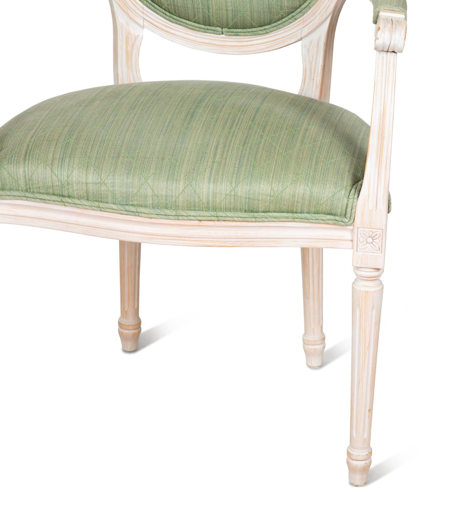 A Set of Six Louis XVI Style Upholstered Dining Chairs — 20TH CENTURY