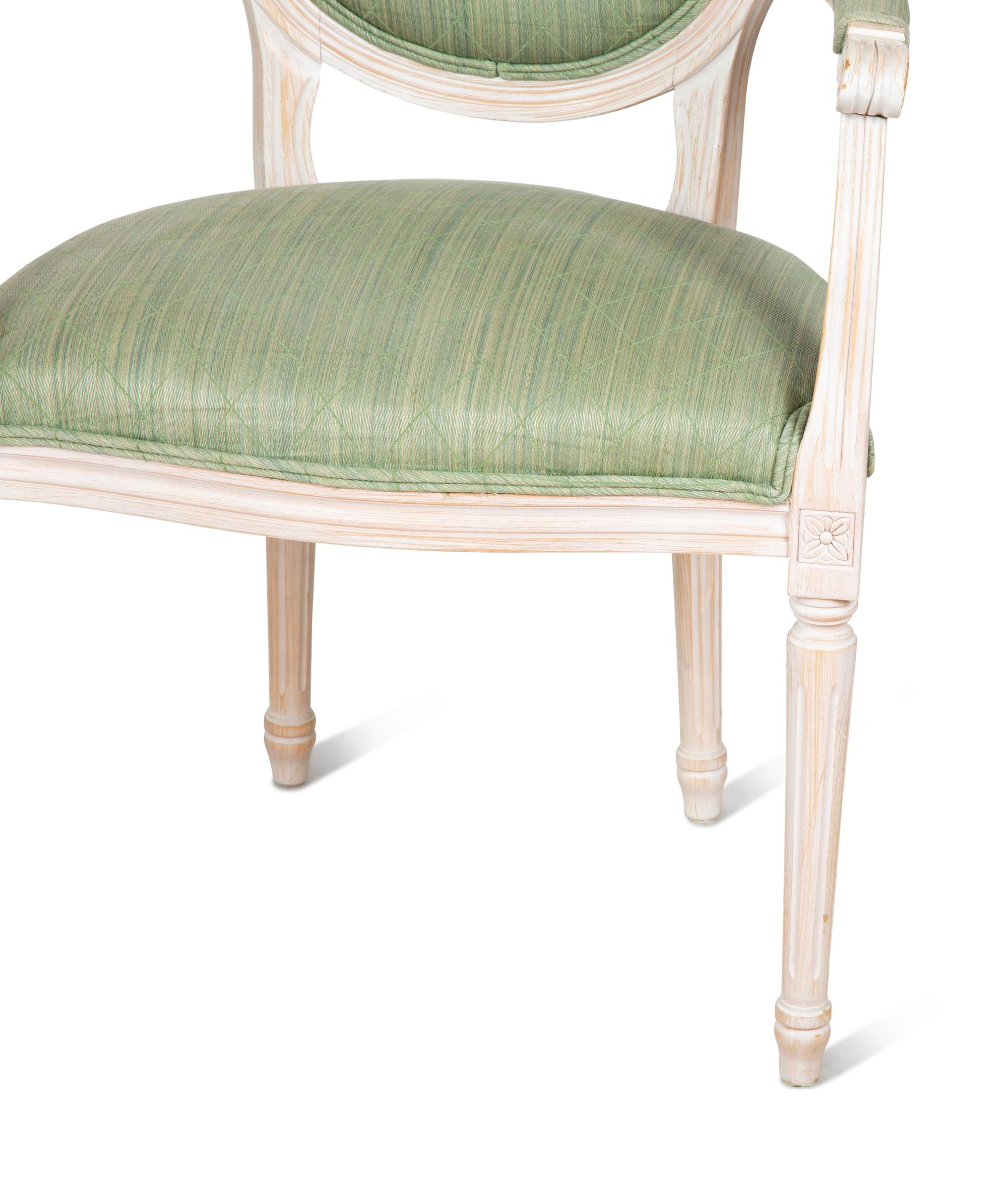 A Set of Six Louis XVI Style Upholstered Dining Chairs — 20TH CENTURY