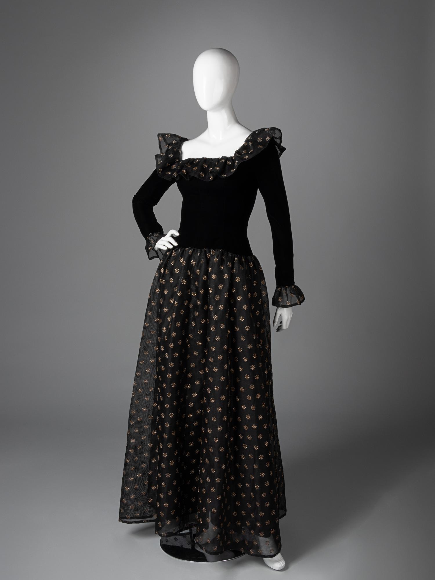 Givenchy Haute Couture Floral Embroidered Evening Dress, 1970-90s