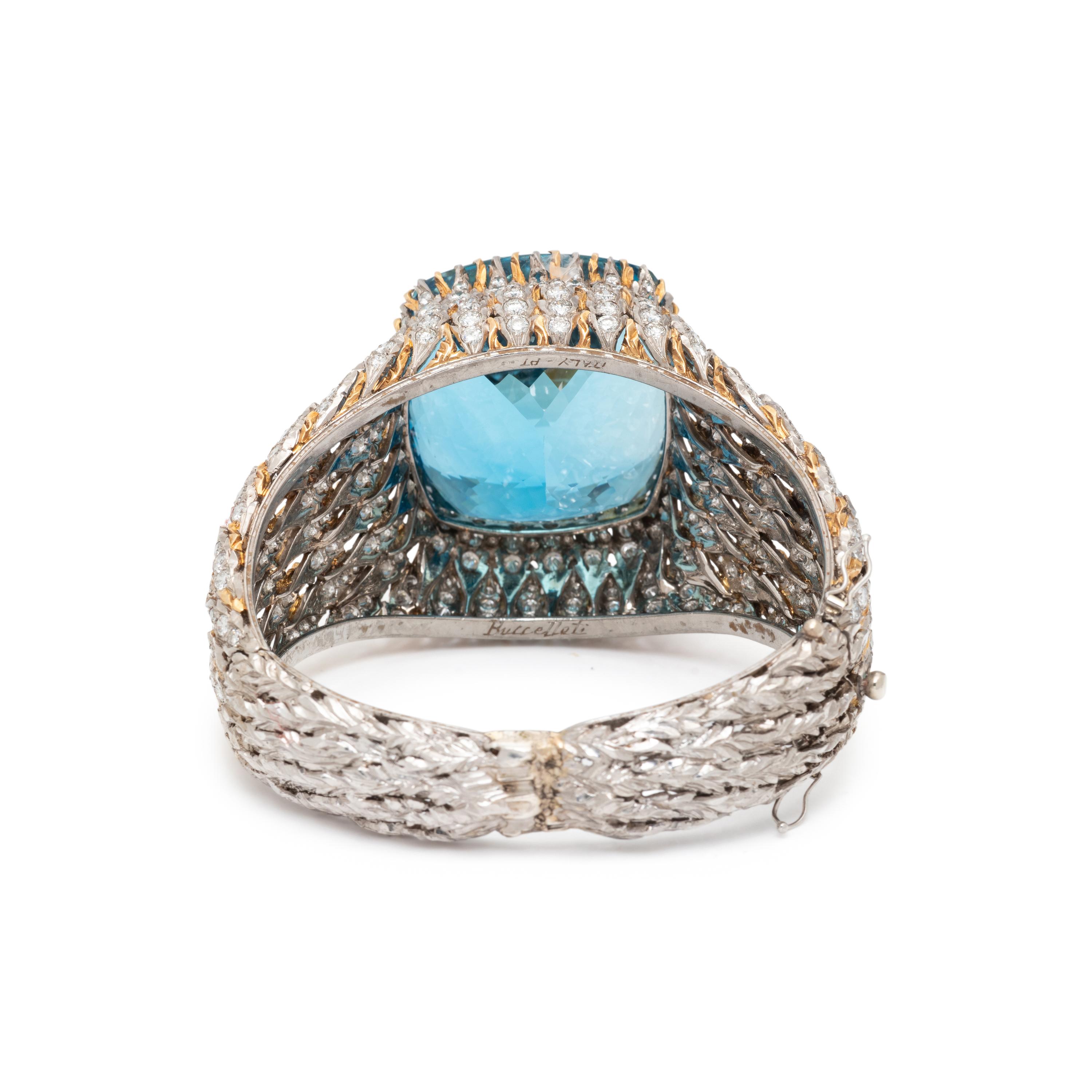BUCCELLATI, AQUAMARINE AND DIAMOND BRACELET