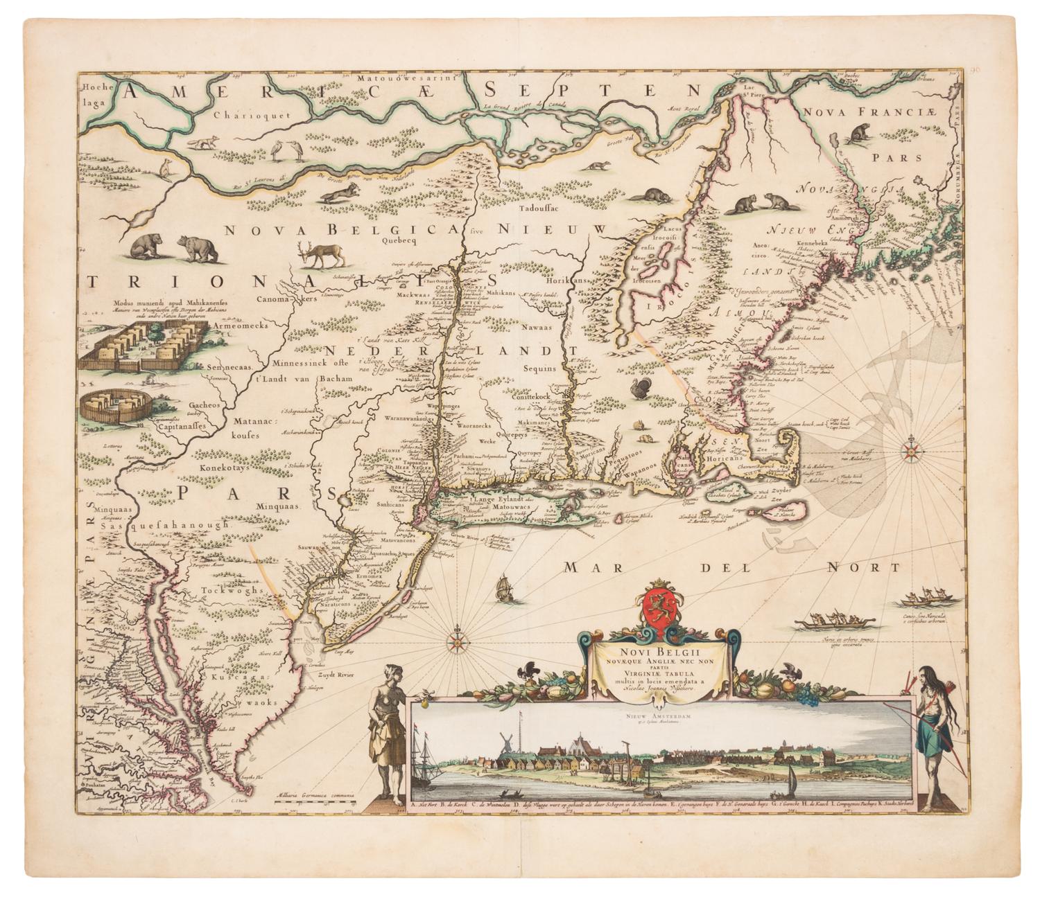 VISSCHER, Nicolaus (1618-1709). Novi Belgii novaeque Angliae nec non partis Virginiae Tabula. [Amsterdam, ca 1656].