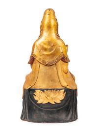 A Chinese Gilt Lacquered Wood Figure of Guanyin