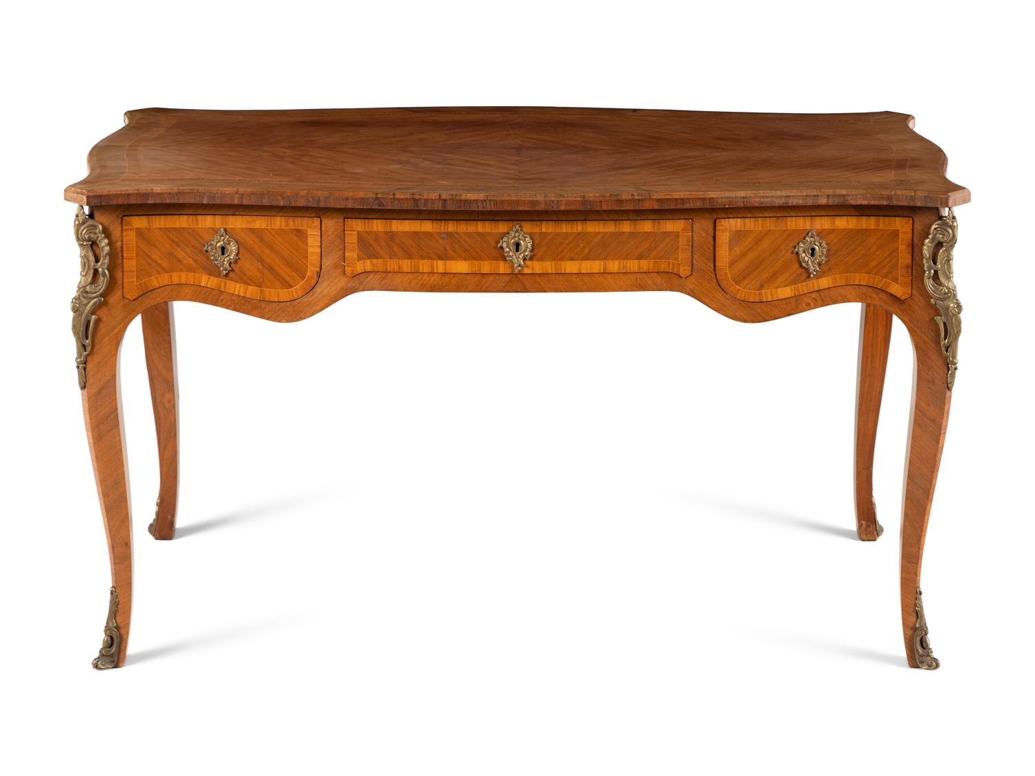 A Louis XV Style Gilt Metal Mounted Bureau Plat