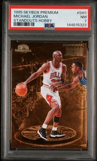 A 1995 Skybox Premium Michael Jordan Standouts Hobby Basketball Card No. SH1 (PSA 7 NM)
