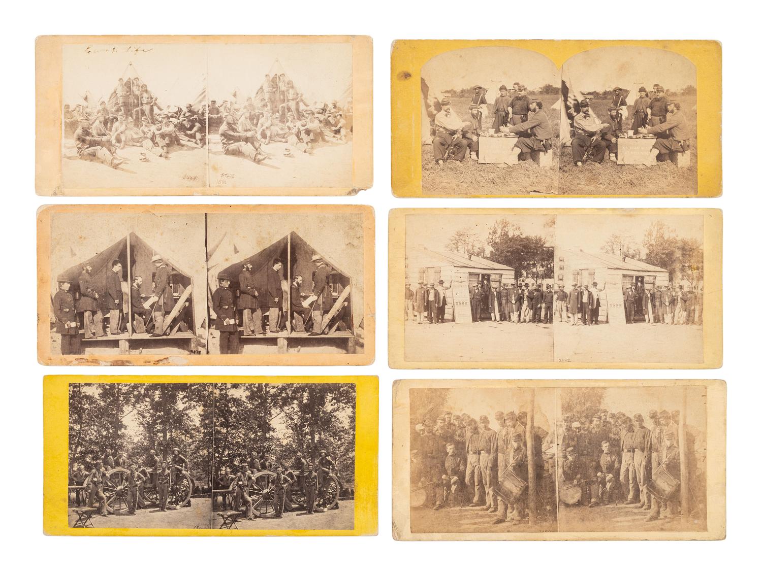 [CIVIL WAR]. A group of 23 fine early war views, incl. camp scenes, artillery, and battlefield images.