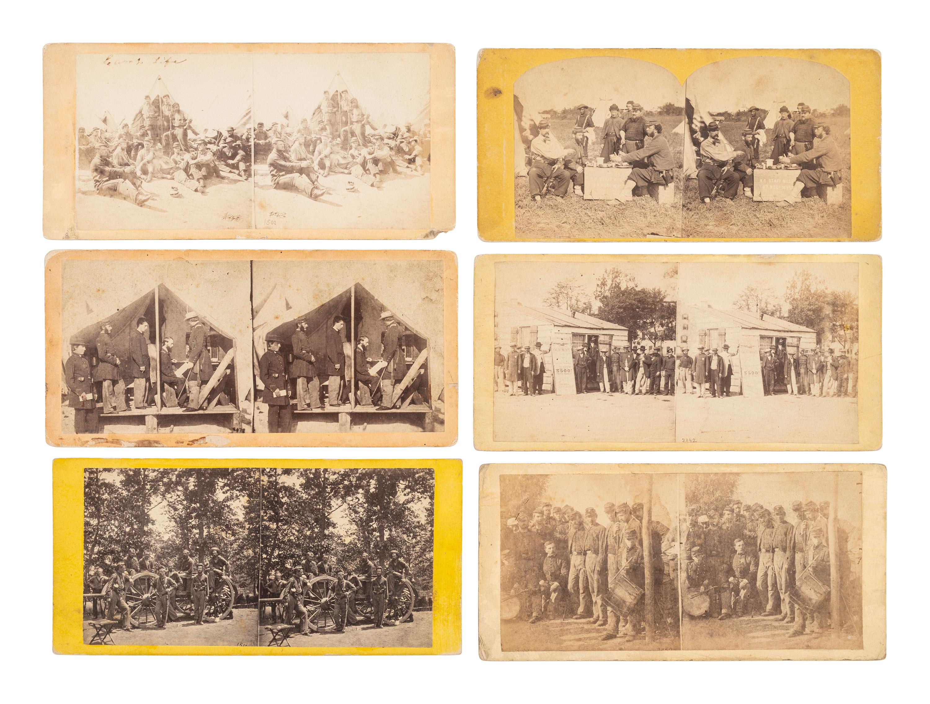 [CIVIL WAR]. A group of 23 fine early war views, incl. camp scenes, artillery, and battlefield images.