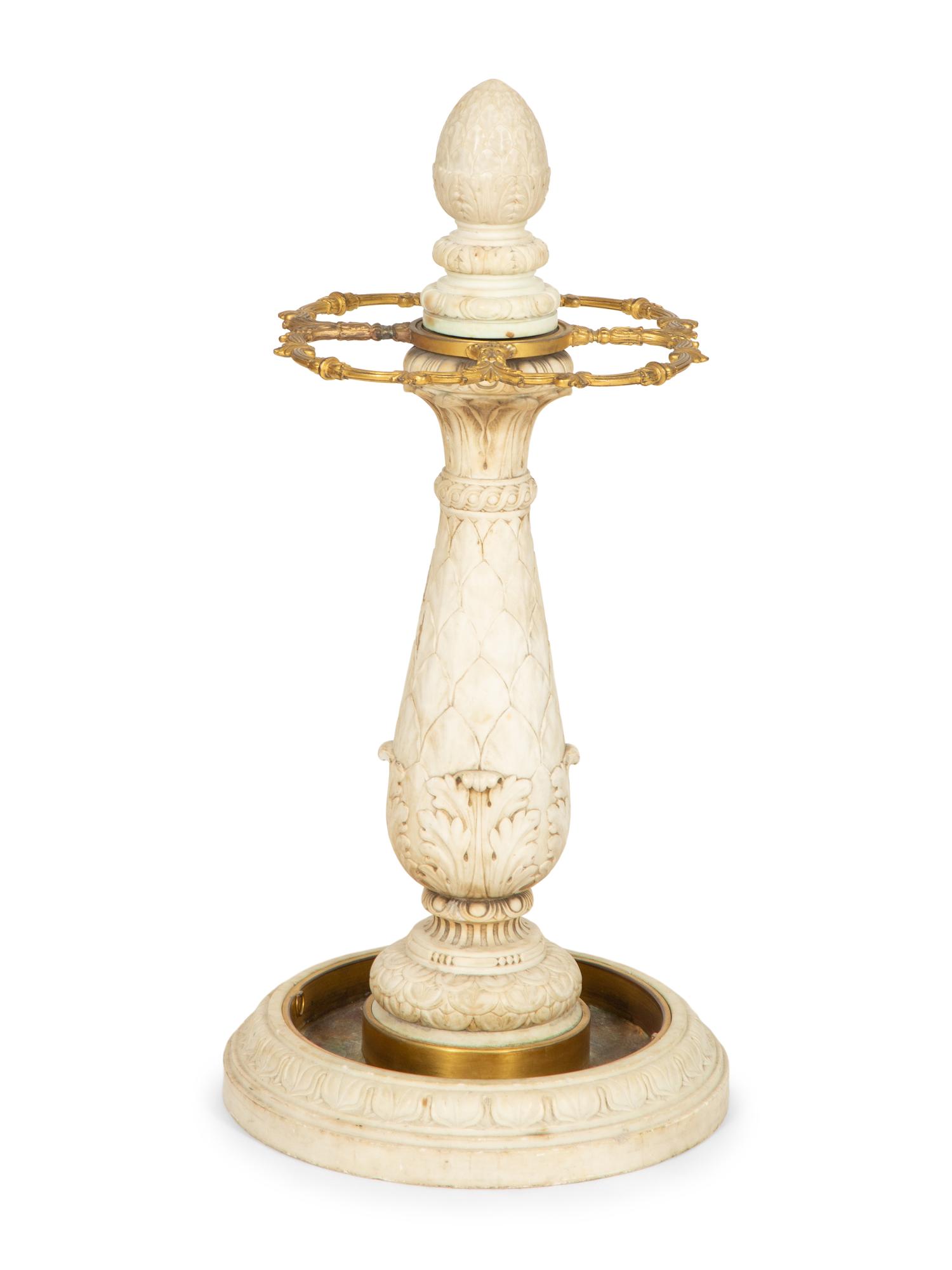 A Gilt Bronze Mounted Carved Marble Stick and Umbrella Stand