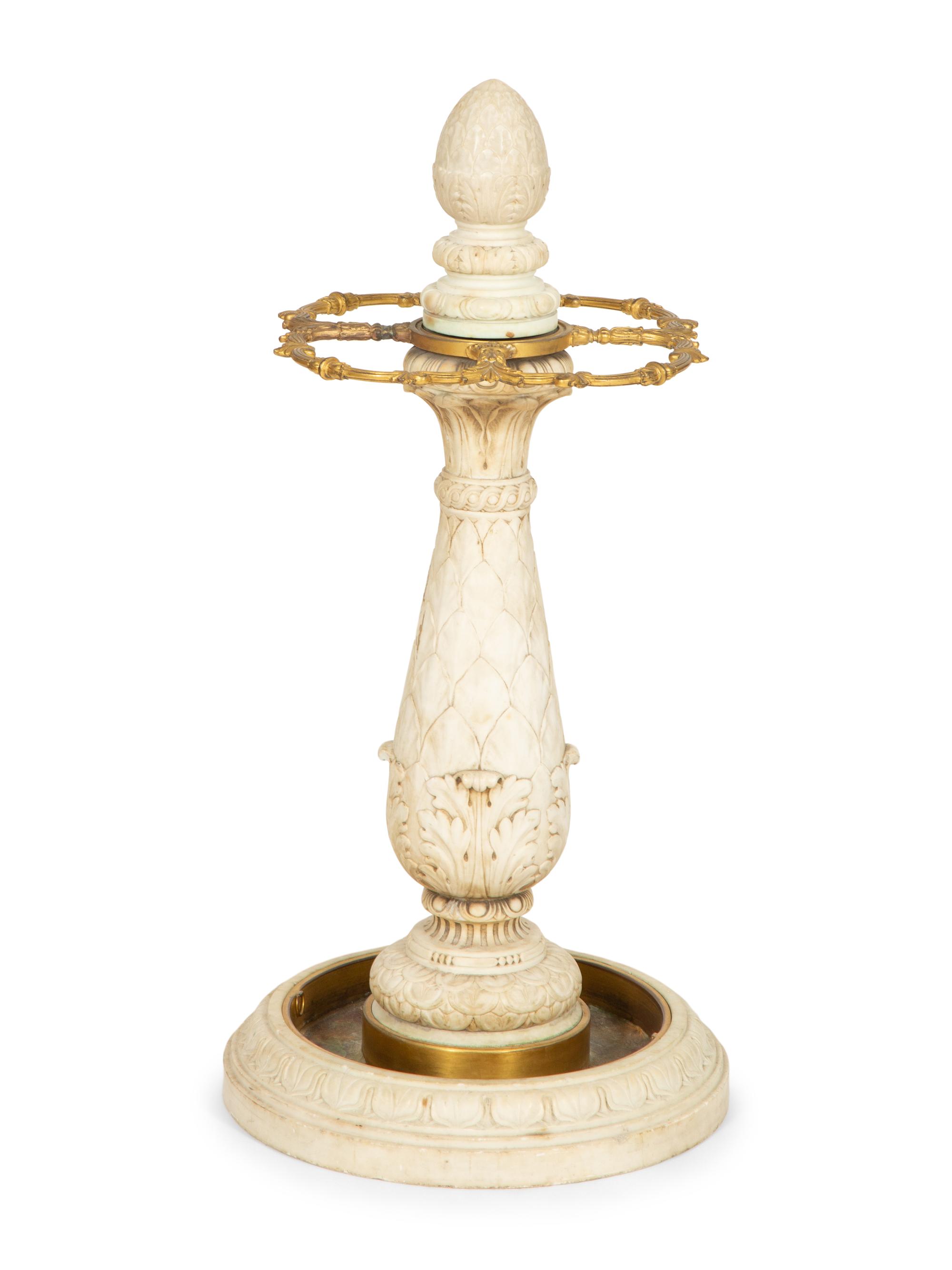 A Gilt Bronze Mounted Carved Marble Stick and Umbrella Stand