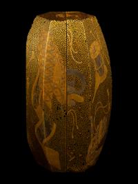 A Japanese Gold Lacquer Drum-Form Covered Box, Kobako