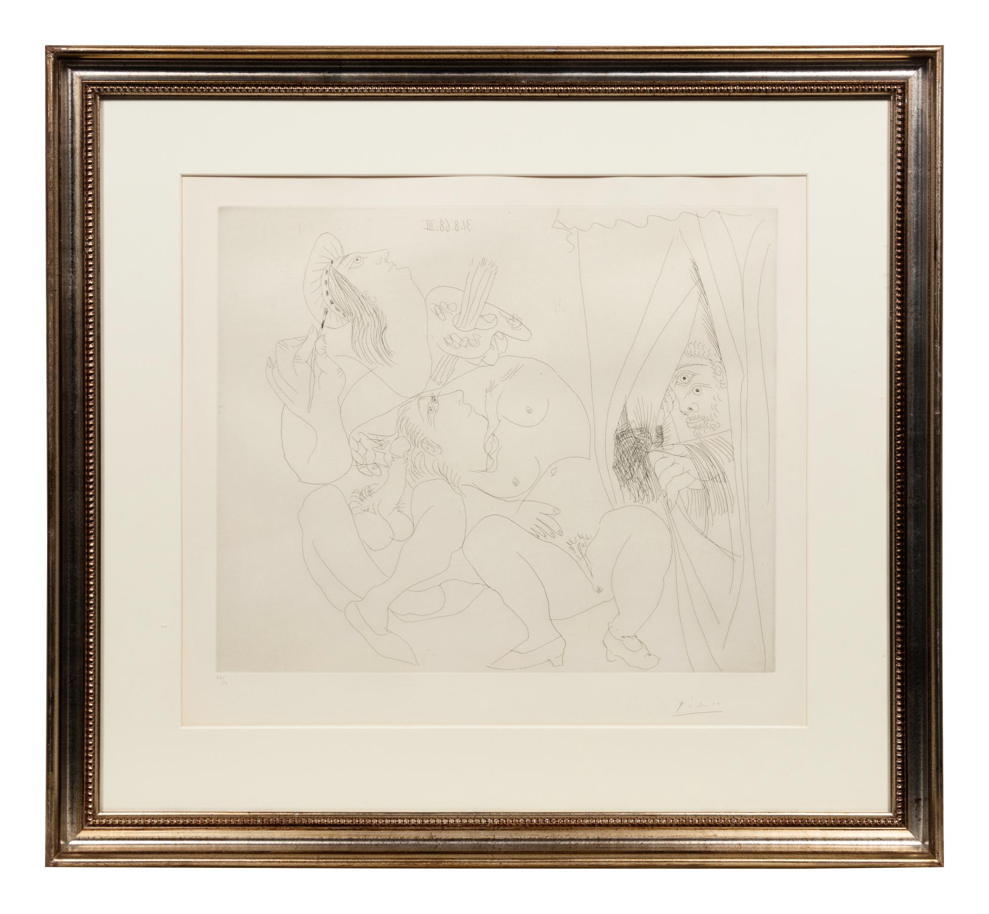 Raphaël et la Fornarina. V: Avec voyeur écartant le rideau (pl. 300 from the 347 Series)