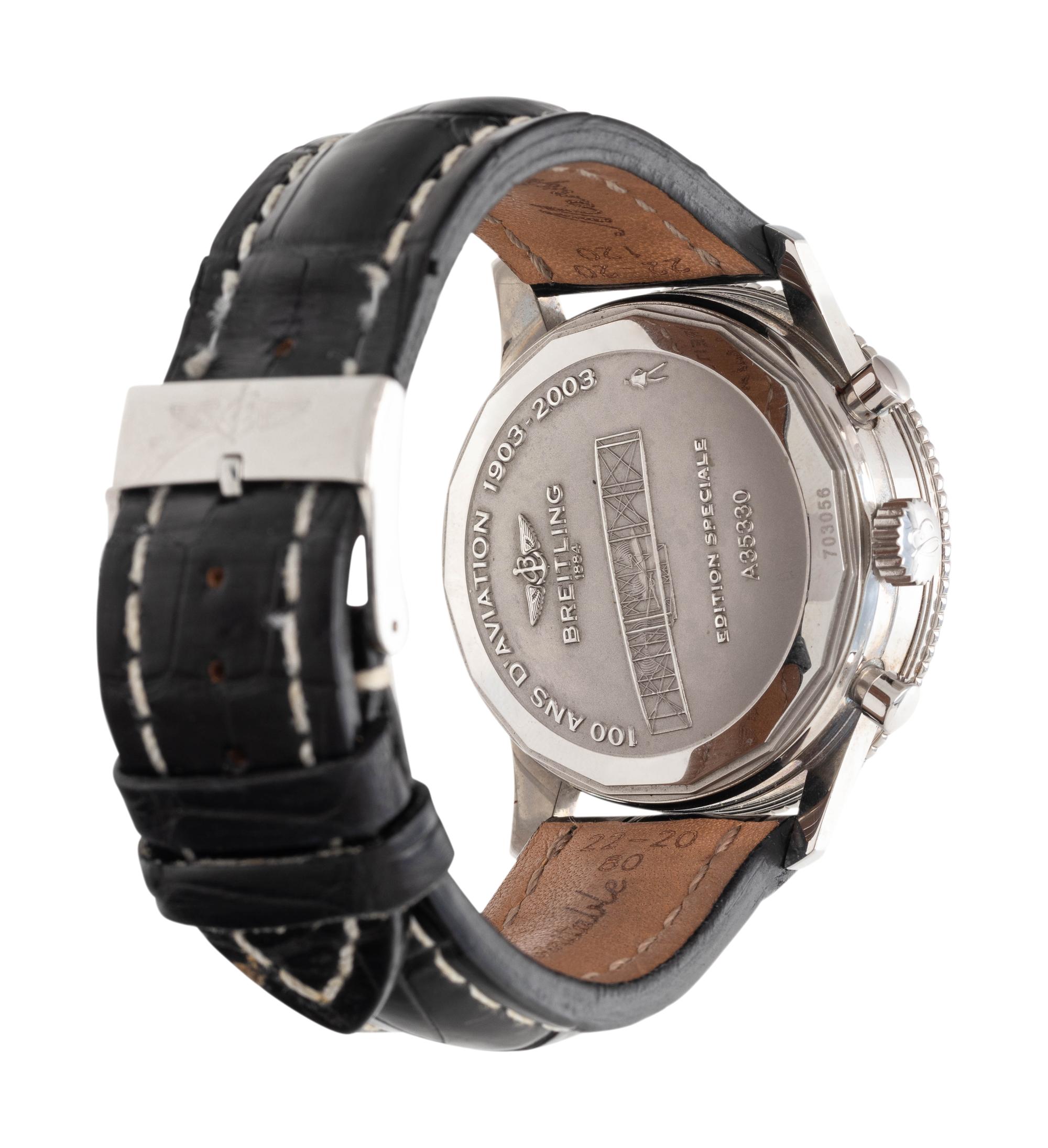 BREITLING, REF. A35330 STAINLESS STEEL SPECIAL EDITION 100 YEARS OF AVIATION 'MONTBRILLIANT' CHRONOGRAPH WRISTWATCH