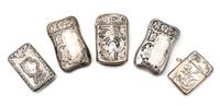 Two American Silver Vesta Cases, Various Makers, comprising an example with Art Nouveau style floral and foliate decoration and a small