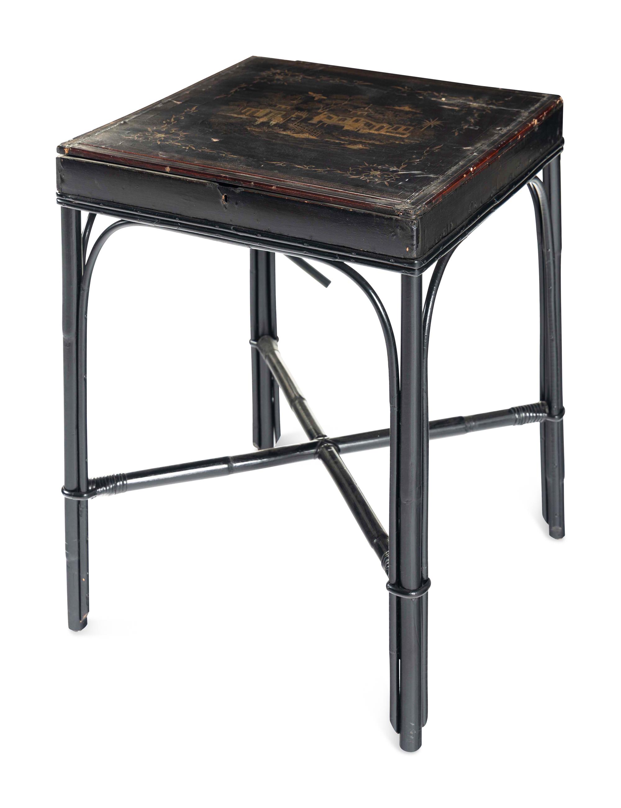 A Chinese Export Gilt and Black Lacquered Box