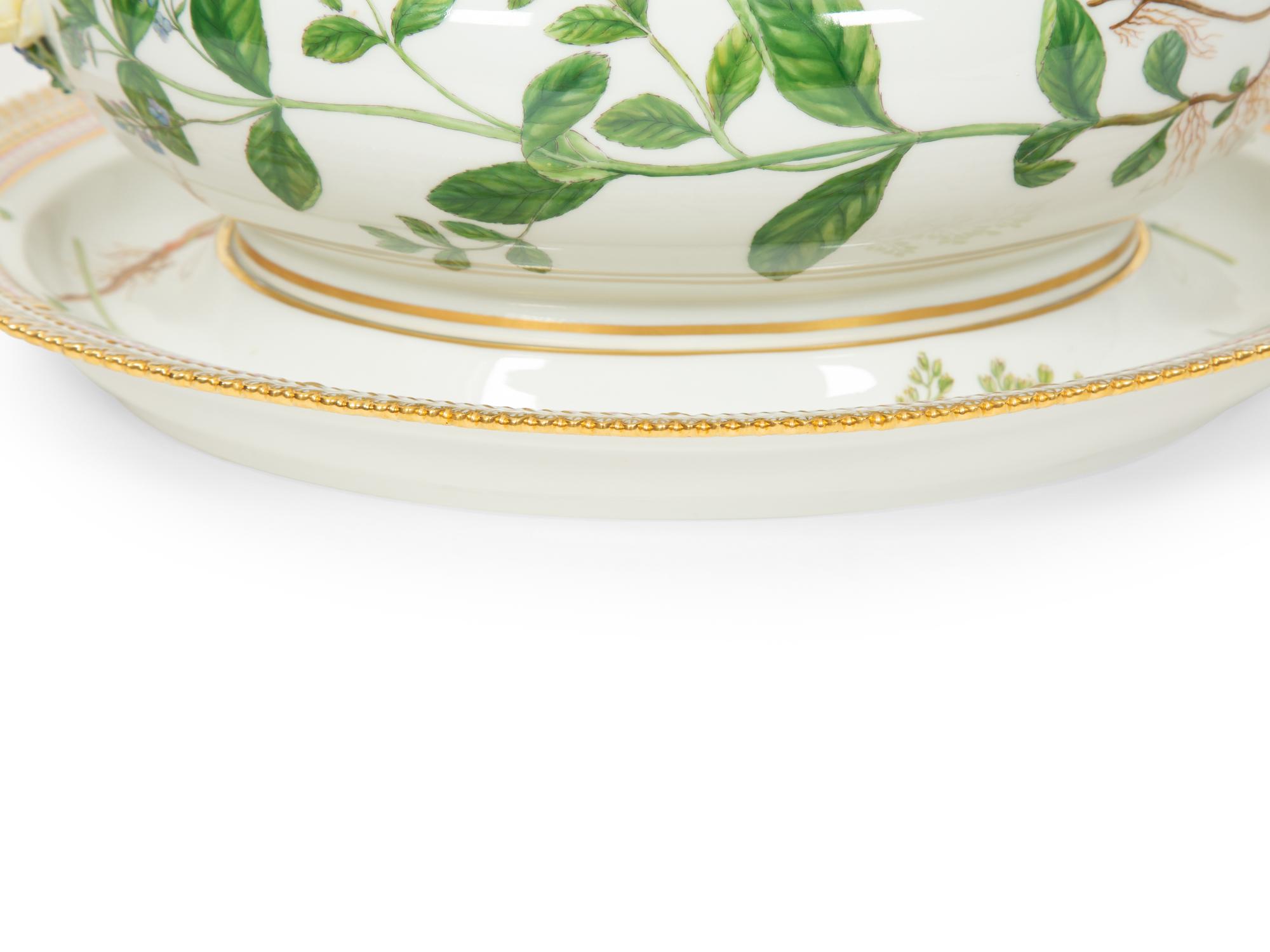 A Royal Copenhagen Flora Danica Large Porcelain Tureen and Underplate