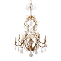 A Louis XV Style Gilt Metal and Rock Crystal Thirteen-Light Chandelier