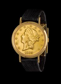 An 18 Karat Yellow Gold and $20 US Coin Concealed Wristwatch, Audemars Piguet,