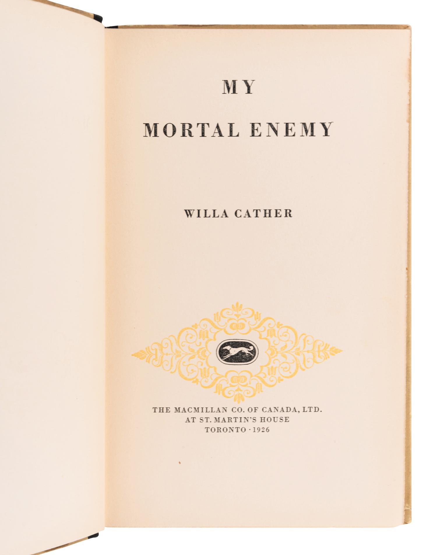 CATHER, Willa (1873-1947). A group of 3 works, comprising: