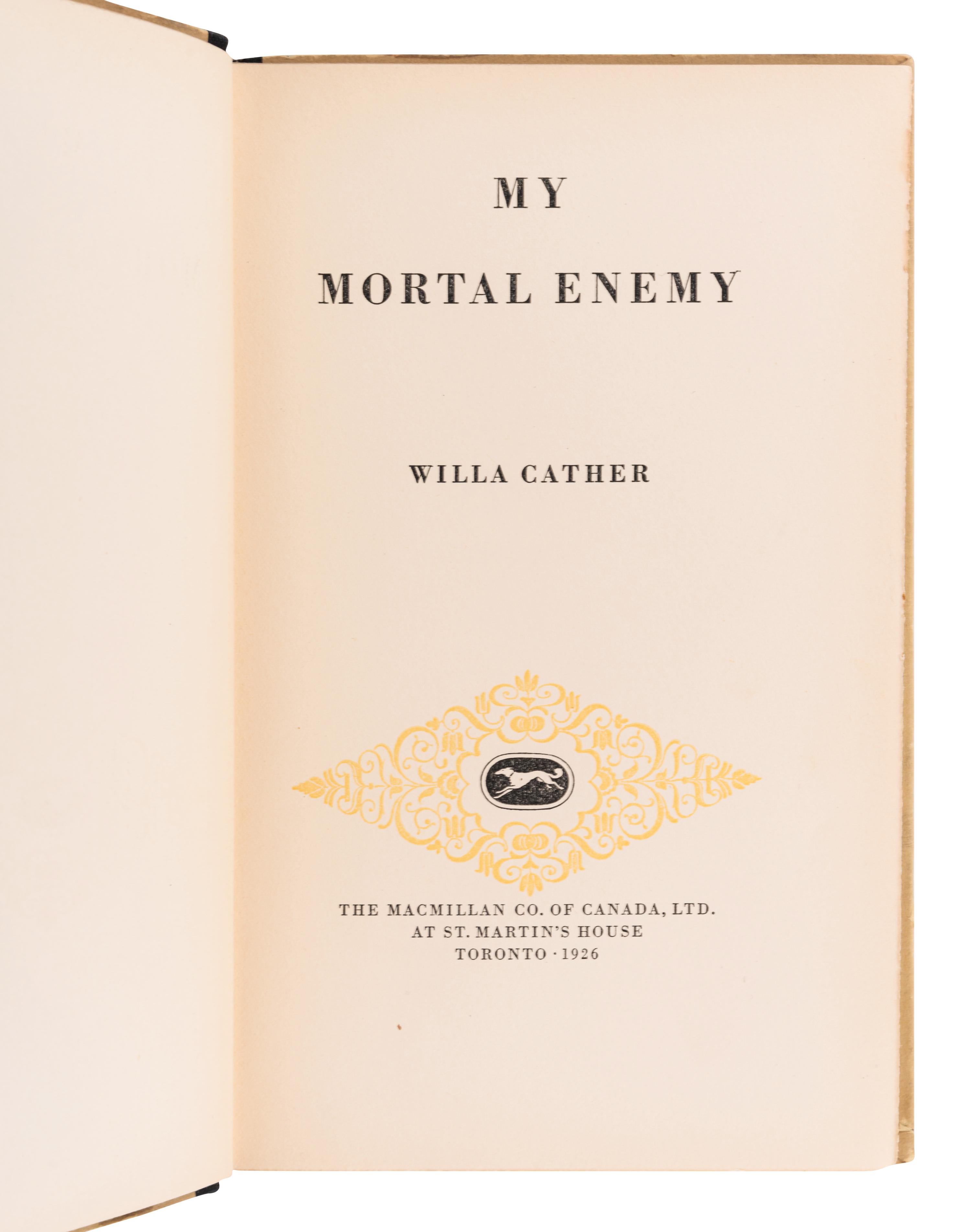 CATHER, Willa (1873-1947). A group of 3 works, comprising: