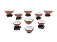 Nine Zisha Pottery Tea Cups