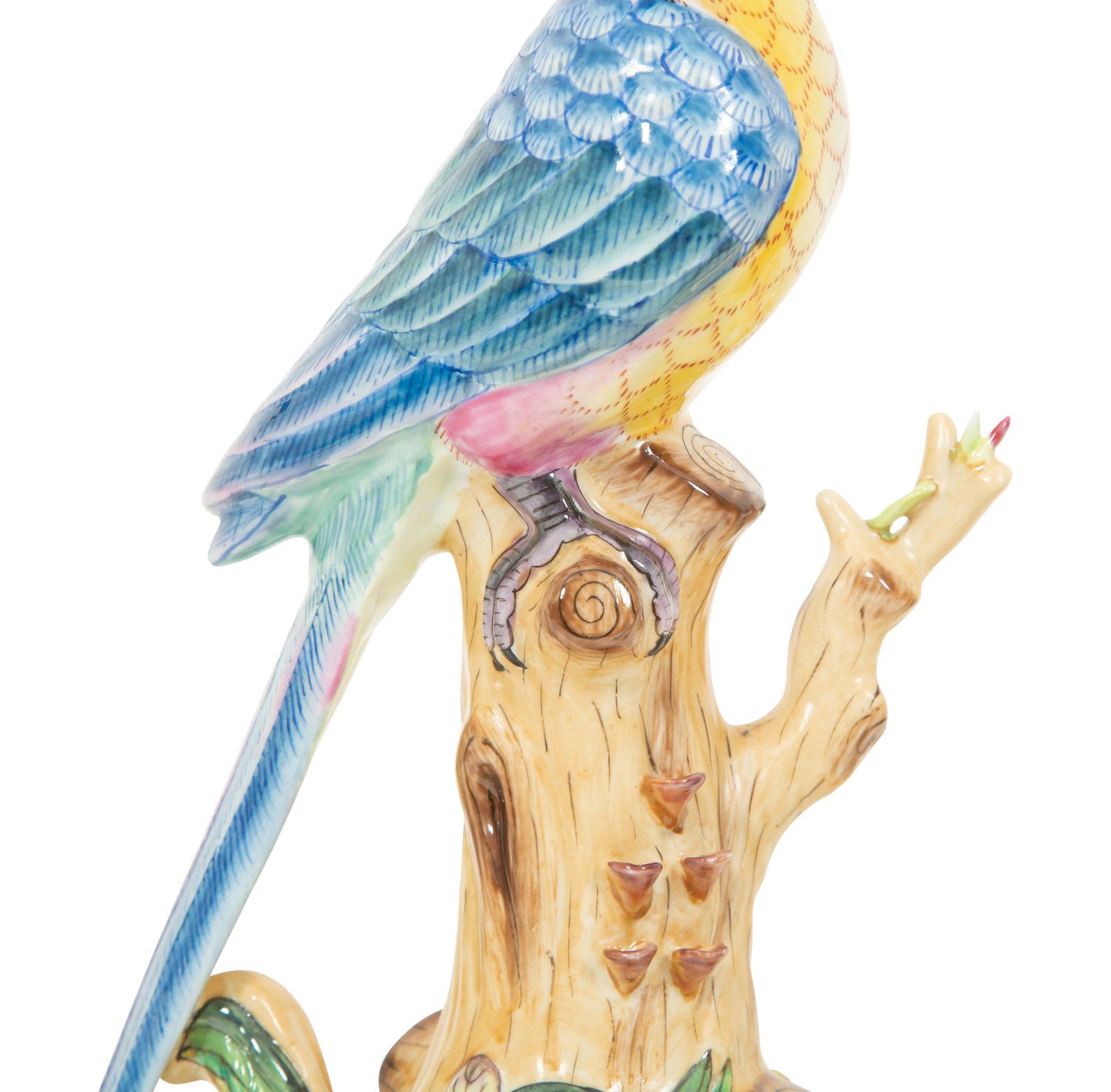 A Pair of Chinese Export Porcelain Parrots