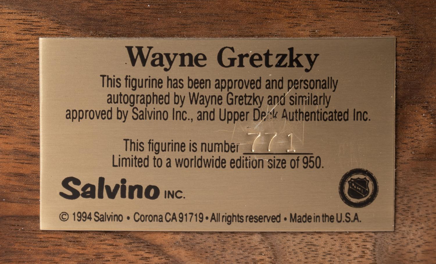 A Wayne Gretzky Signed Autograph Salvino Figure,