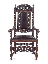 A William and Mary Style Oak Armchair