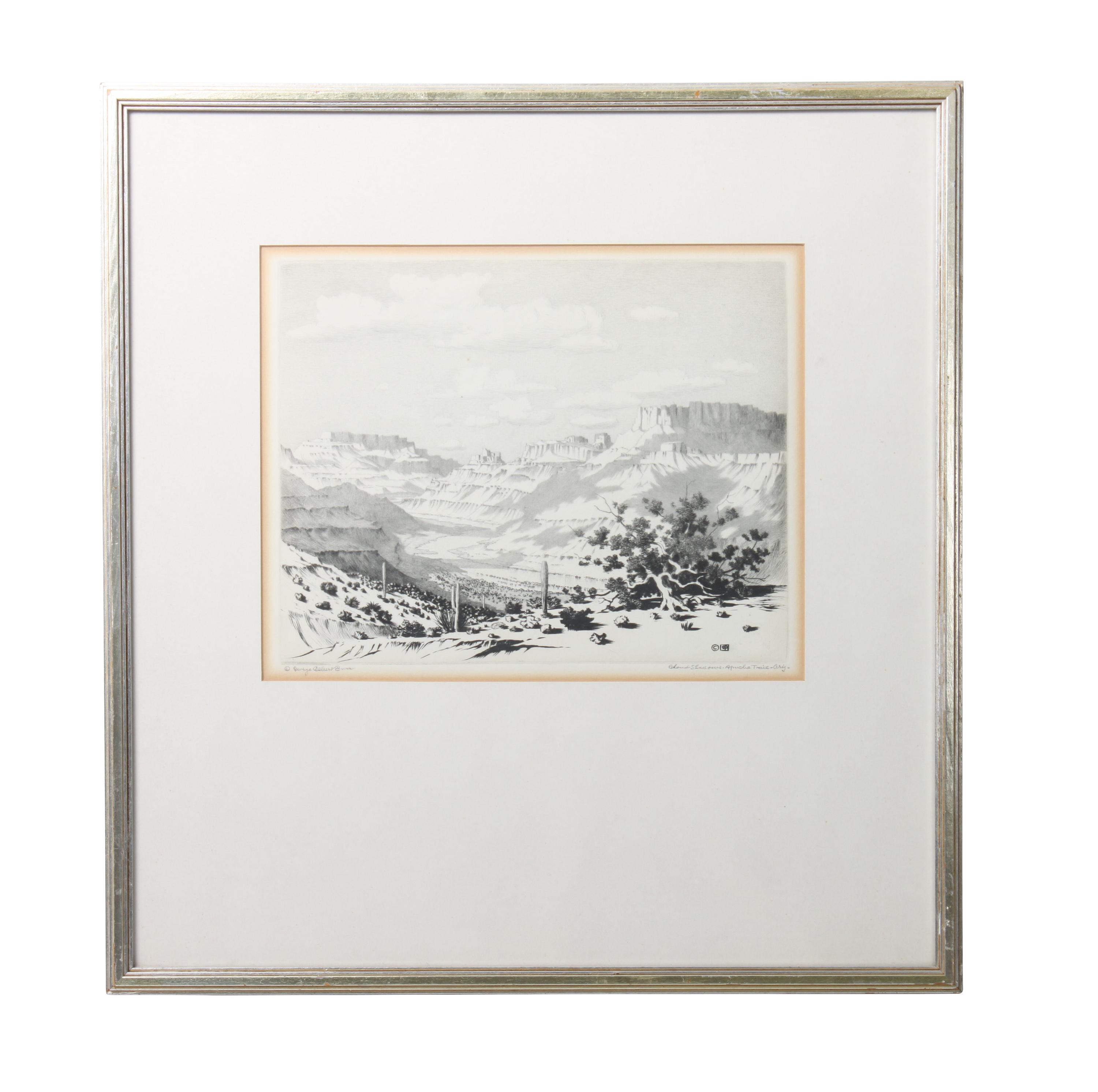 George Elbert Burr, (American, 1859-1939), Cloud Shadows- Apache Trail- Ariz.