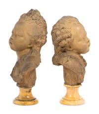 A Pair of Terracotta Portrait Busts of Charles Philippe and Madame Clotilde