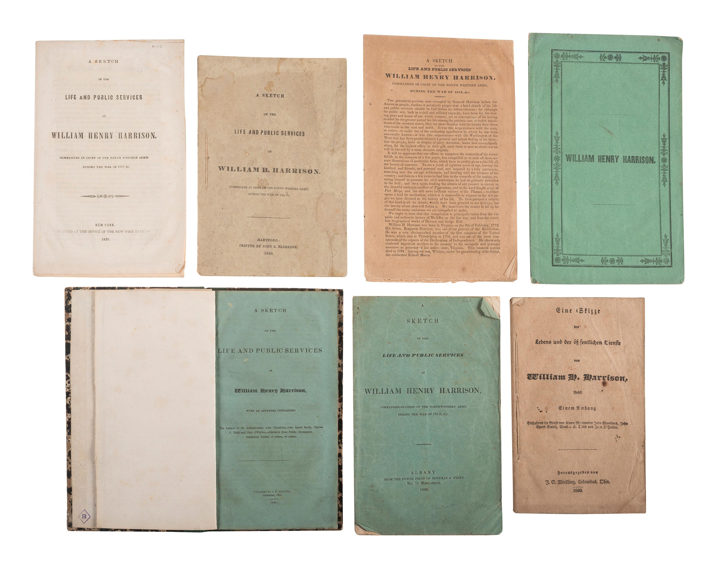 [HARRISON, William Henry]. A group of pamphlets including campaign biographies and illustrated examples.