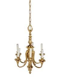 A Continental Brass Six-Light Chandelier